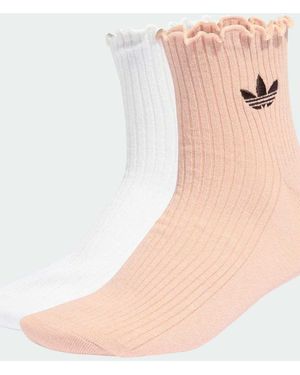 adidas Originals Ruffle Quarter Socks - Natural