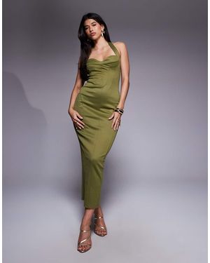 ASOS Structured Corseted Midi Dress - Green