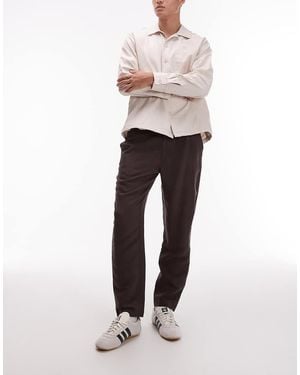 TOPMAN Tapered Fit Linen Trouser - White