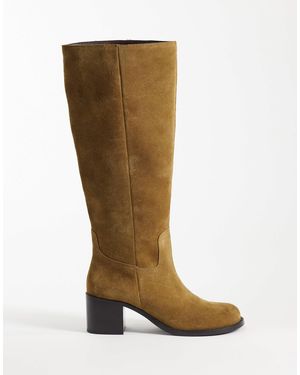 ASOS – clyde – kniehohe schlupfstiefel aus wildleder - Braun