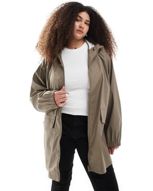 ASOS Asos Design Curve Rubberised Rain Coat - Gray
