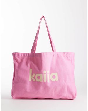 Kaiia Studio Printed Logo Canvas Tote Bag - Pink