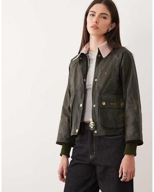 Barbour Beadnell Cropped Wax Jacket - Black