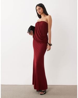 ASOS Mesh Drape Bandeau Maxi Dress - Red