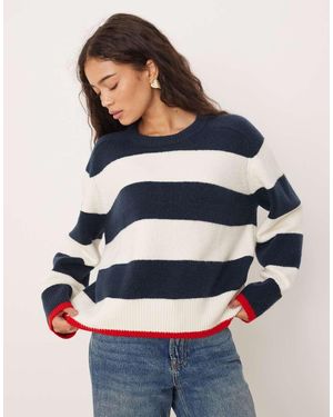 Abercrombie & Fitch Gestreepte Trui Met Ronde Hals - Blauw