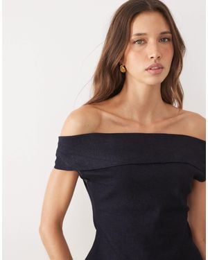 ASOS Off The Shoulder Denim Top - Blue