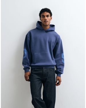 ASOS Oversized Blue Tonal Hood With Pigment Print