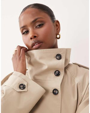 Gina Tricot High Neck Trench Jacket - Brown