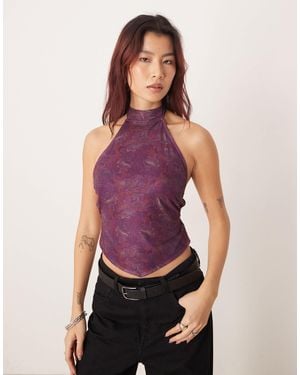 Motel Ares High Neck Regal Paisley Top - Purple