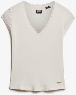 Superdry Essential Lace Trim Top - White