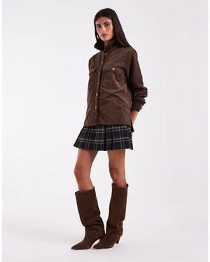 Pieces Oversized Corduroy Overhemd Met Zakdetail - Bruin