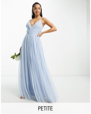 Beauut Petite Bridesmaid Layered Tulle Maxi Dress - Blue