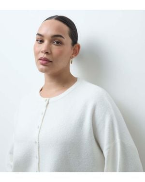 ASOS Asos Design Curve Fluffy Relaxed Crew Neck Cardigan - White