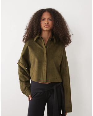 ASOS Faux Suede Long Sleeve Shirt - Green