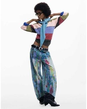 Desigual Wide Leg Splatter Jeans - Blue