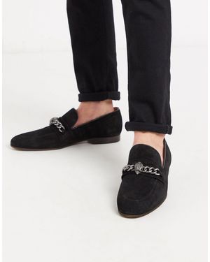 Kurt Geiger Chelsea Loafers With Eagle Gold Chain-black