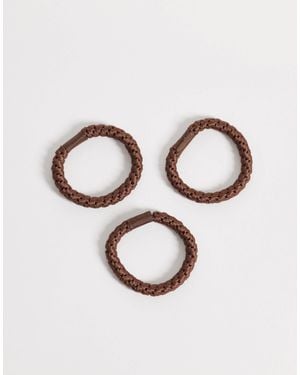 ARKET 3-pack Braided Hair Ties - Brown