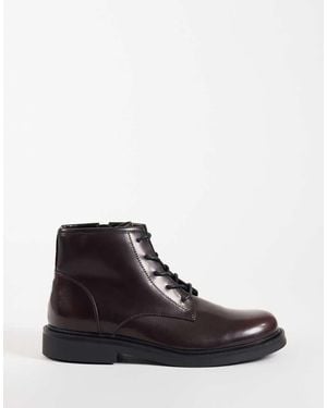 ASOS Botas Con Cordones En Granate-Rojo - Negro