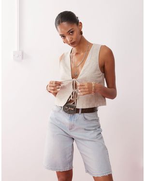 Monki Linen Waistcoat - White