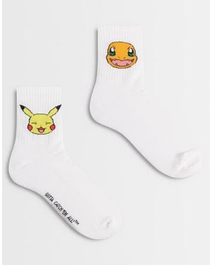 ASOS Pack De 2 Calcetines Con Estampado De Pokemon En Blanco