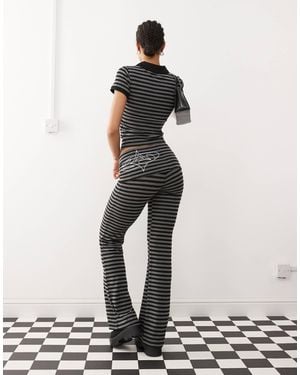 Basic Pleasure Mode Penelope Striped Foldover Waistband Co-ord Pants - White