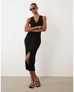 Gina Tricot Knitted Midi Vest Dress - Natural