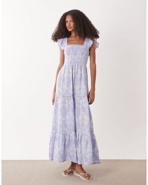 Accessorize Floral Print Midi Beach Dress - White