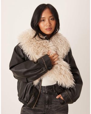 Accessorize Faux Mongolian Fur Tipped Scarf - Black