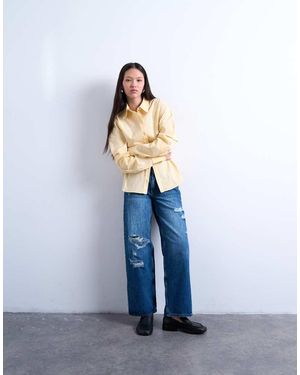 TOPSHOP Vaqueros De Talle Medio Con Rodillas Rasgadas Cinch De - Azul