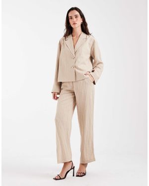 Object Mix And Match Wide Leg Tailored Trouser Co-ord - Natural