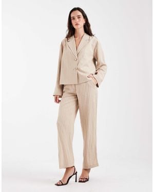 Object Mix And Match Wide Leg Tailored Trouser Co-ord - Natural