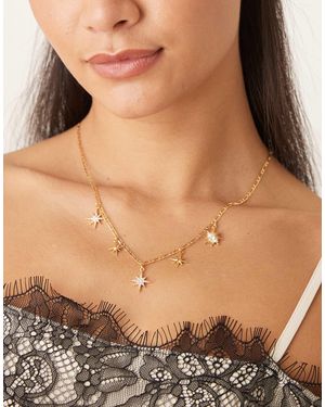 Orelia Statement Starburst Charm Necklace - Brown