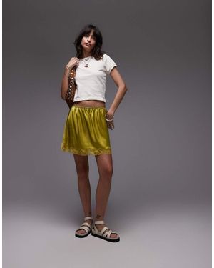 TOPSHOP Satin Lace Slip - Grey