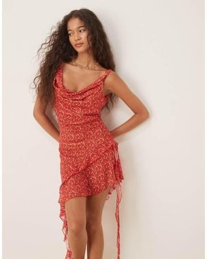 Wild Lovers Rio Floral Print Mesh Mini Beach Dress - Red