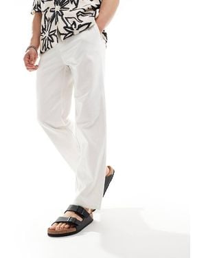 Only & Sons Linen Mix Loose Fit Trouser - White