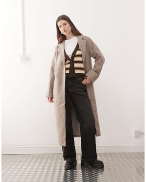 Noisy May Wool Look Maxi Overcoat - Natural