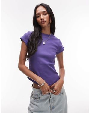 TOPSHOP – geripptes, figurbetontes t-shirt - Lila