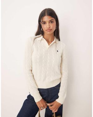 Polo Ralph Lauren Cable Knit Collar Jumper - White
