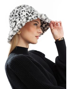 Threadbare – anglerhut aus kunstpelz mit leopardenmuster - Schwarz