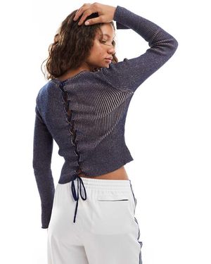 Monki Top A Maniche Lunghe - Blu
