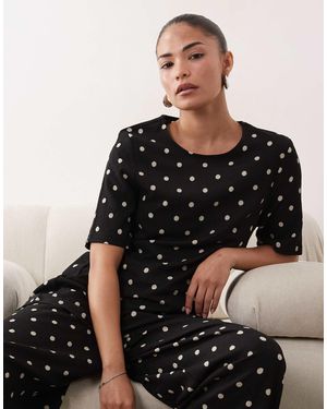 JDY Petite Top d'ensemble asymétrique à pois - Noir