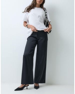 Abercrombie & Fitch Satin-hose mit hohem bund und weitem bein als kombiteil - Grau