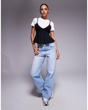 River Island Peplum Cami T-Shirt - Blue