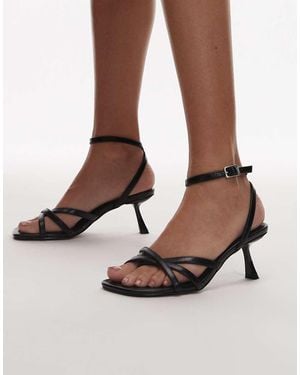 TOPSHOP Iris Slanted Heel Sandals - Brown