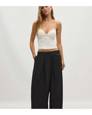 Stradivarius Petite Pantaloni Eleganti Con Pince E Cintura Neri - Nero