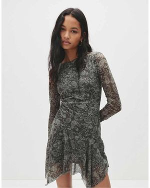 Pull&Bear Asymmetrische Paisley Mini-Jurk - Grijs
