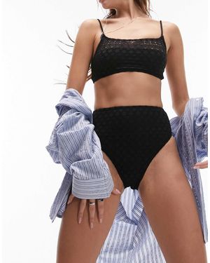 TOPSHOP – gehäkelte bikinihose - Schwarz