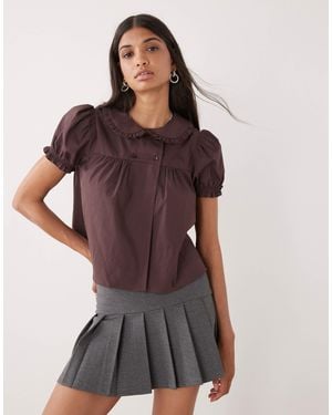 Collusion Babydoll Blouse - Brown