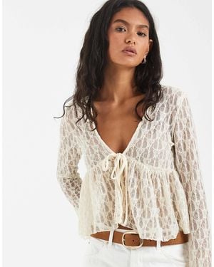 ONLY Tie Front Lace Cardigan - White