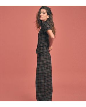 Stradivarius Tall Pantaloni Barrel A Quadri Neri - Blu